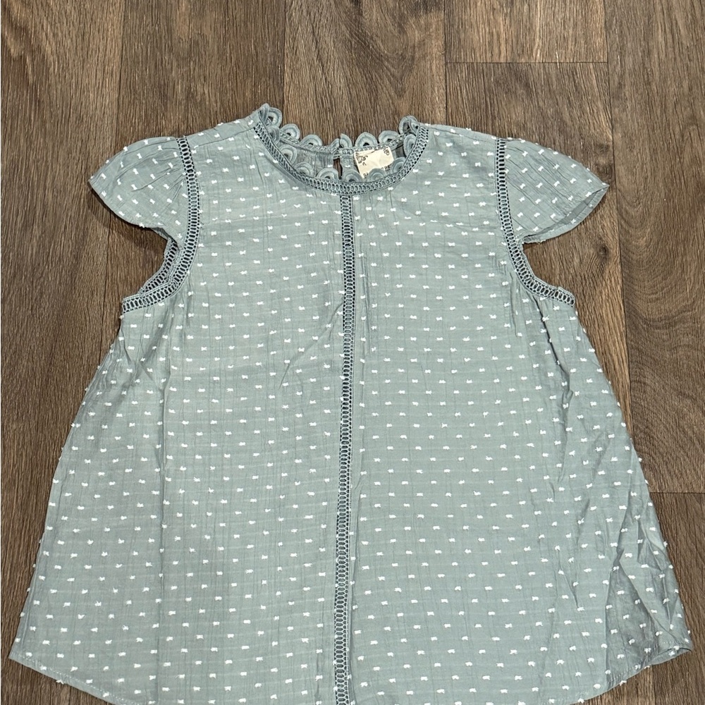 Blu Pepper Green Eyelet Detail Blouse